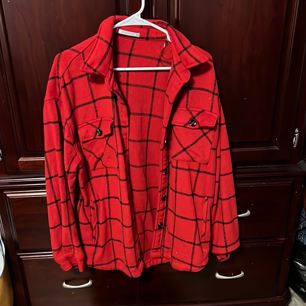Red and black plaid shacket (new without tags size med). Boutique - Quite thick.